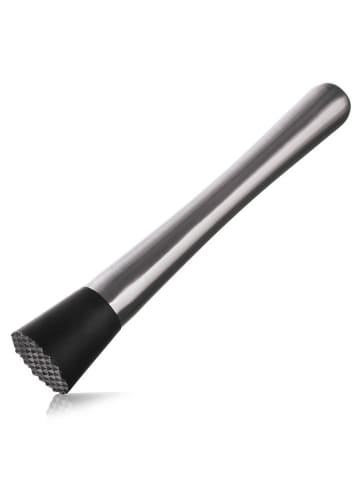 Tamper w kolorze srebrno-czarnym do koktajli - dł. 20,5 cm