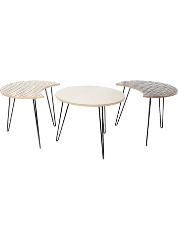 3-delige set: bijzettafels lichtbruin/zwart
