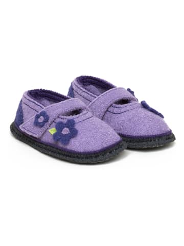 Vilten pantoffels "Becky" paars/antraciet