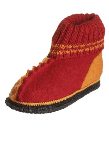 Wollfilz-Hüttenschuhe "Trixi" in Rot/ Orange