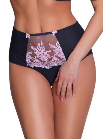 Pełne figi high waist "Indira" w kolorze granatowo-jasnoróżowym