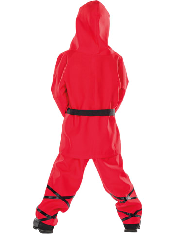 4-delig kostuum "Ninja" rood