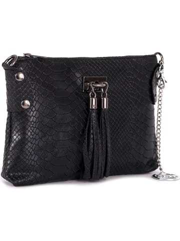 Leren schoudertas "Navigli" zwart - (B)22 x (H)15 x (D)4 cm