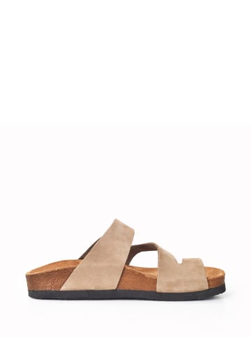 Leder-Zehentrenner in Beige