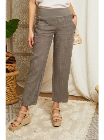 Leinen-Hose in Taupe