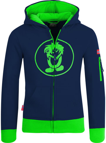 Sweatjacke "Sortland" in Dunkelblau/ Grün