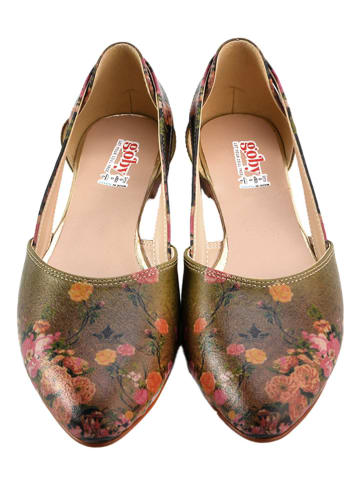 Leder-Ballerinas in Khaki