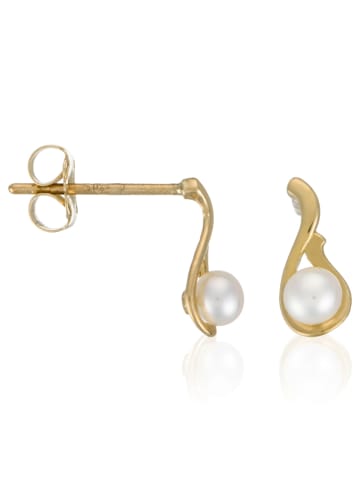 Gouden oorstekers "Goutte perlée" met parels