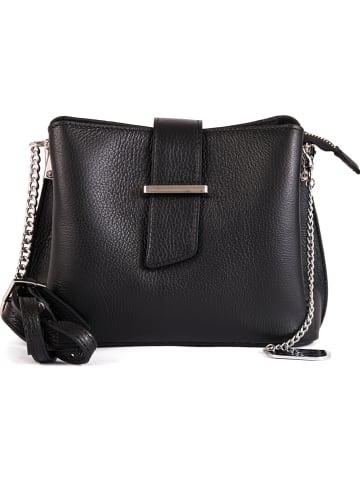 Leren schoudertas zwart - (B)17 x (H)22 x (D)10 cm
