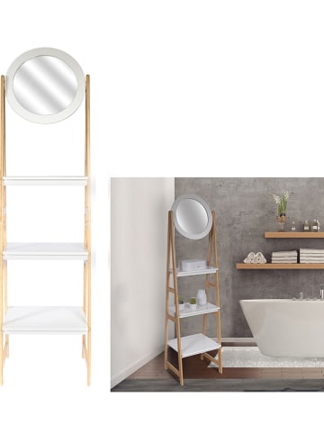 Regal "Kopenhagen" in Weiß/ Natur - (B)43 x (H)163 x (T)36 cm