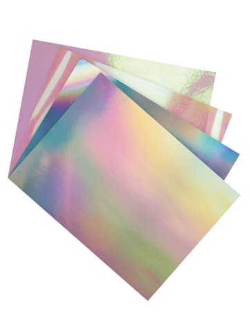 Zestaw arkuszy (12 szt.) "Iridescent" w kolorze srebrnym ze wzorem - 35 x 25 cm