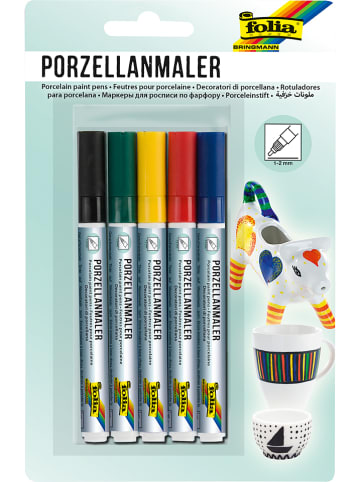 Markery (5 szt.) w różnych kolorach do porcelany