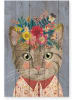 little nice things Druk "Floral Cat" na drewnie - 40 x 60 cm
