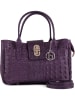 Lia Biassoni Leder-Henkeltasche in Violett - (B)26 x (H)17 x (T)12 cm