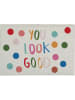 The Wild Hug Dywanik łazienkowy "You Look Good" w kolorze białym ze wzorem - 60 x 40 cm