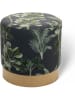 Lifa Living Pouf "Beau - Bananenblad" in Schwarz/ Grün - (H)38 x Ø 38 cm