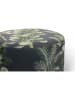 Lifa Living Pouf "Beau - Bananenblad" in Schwarz/ Grün - (H)38 x Ø 38 cm