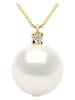 Pearline Gold-Halskette mit Diamant und Perle - (L)42 cm
