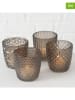 Boltze 4-delige set: windlichten "Marilu" grijs - (H)8 x Ø 7 cm