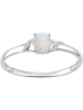 Revoni Witgouden ring met diamanten en opaal