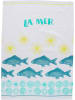 Overbeck and Friends Theedoek "La Mer" turquoise/wit - (L)70 x (B)50 cm
