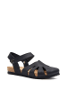 Comfortfusse Leder-Halbsandalen in Schwarz