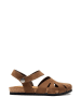 Comfortfusse Leder-Halbsandalen in Sand