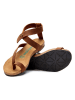Comfortfusse Leren teensandalen bruin