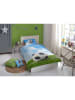 Good Morning Flanellen beddengoedset "Bal" blauw/groen