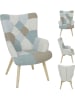 THE HOME DECO FACTORY Sessel "Helsinki" in Hellblau/ Grau - (B)72 x (H)99,5 x (T)66 cm