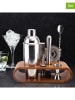 COOK CONCEPT 8-delige cocktailset zilverkleurig/bamboe