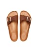 Comfortfusse Leder-Pantoletten in Hellbraun