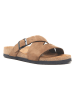 Comfortfusse Leren slippers zandkleurig