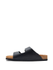 Comfortfusse Leder-Pantoletten in Schwarz