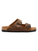 Comfortfusse Leren slippers lichtbruin