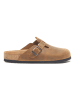 Comfortfusse Leder-Clogs in Hellbraun