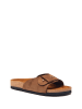Comfortfusse Leren slippers zandkleurig