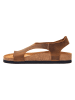 Comfortfusse Leder-Zehensandalen in Hellbraun