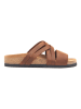 Comfortfusse Leren slippers bruin