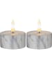Best Season Świece LED (2 szt.) "Flame Marble" w kolorze szarym - wys. 6 x Ø 5,5 cm