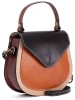 Mia Tomazzi Leder-Henkeltasche "Contarini" in Schwarz/ Braun/ Beige - (B)21 x (H)18 x (T)6