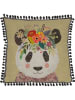 Folkifreckles Kussenhoes "Floral Panda" beige/meerkleurig - (L)45 x (B)45 cm
