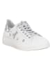 Patrizia Pepe Leren sneakers zilverkleurig/wit