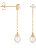 L instant d Or Gold-Ohrstecker "Moana Pearl" mit Süßwasserzuchtperlen und Zirkonias