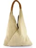 ORE10 Skórzany shopper bag "Lord" w kolorze beżowym- 34 x 39 x 8 cm