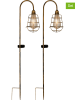 näve 2-delige set: ledsolartuinstekers messingkleurig - (B)10,5 x (H)76,5 cm