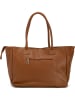 Mia Tomazzi Leder-Schultertasche "Zuara" in Hellbraun - (B)35 x (H)27 x (T)16 cm