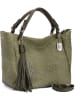 Anna Morellini Leder-Shopper "Solana" in Grün - (B)42 x (H)30 x (T)20 cm