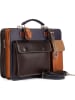 Lia Biassoni Leder-Businesstasche "Melito" in Dunkelblau/ Braun - (B)23 x (H)26 x (T)8 cm