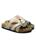 Calceo Pantoletten in Creme/ Bunt